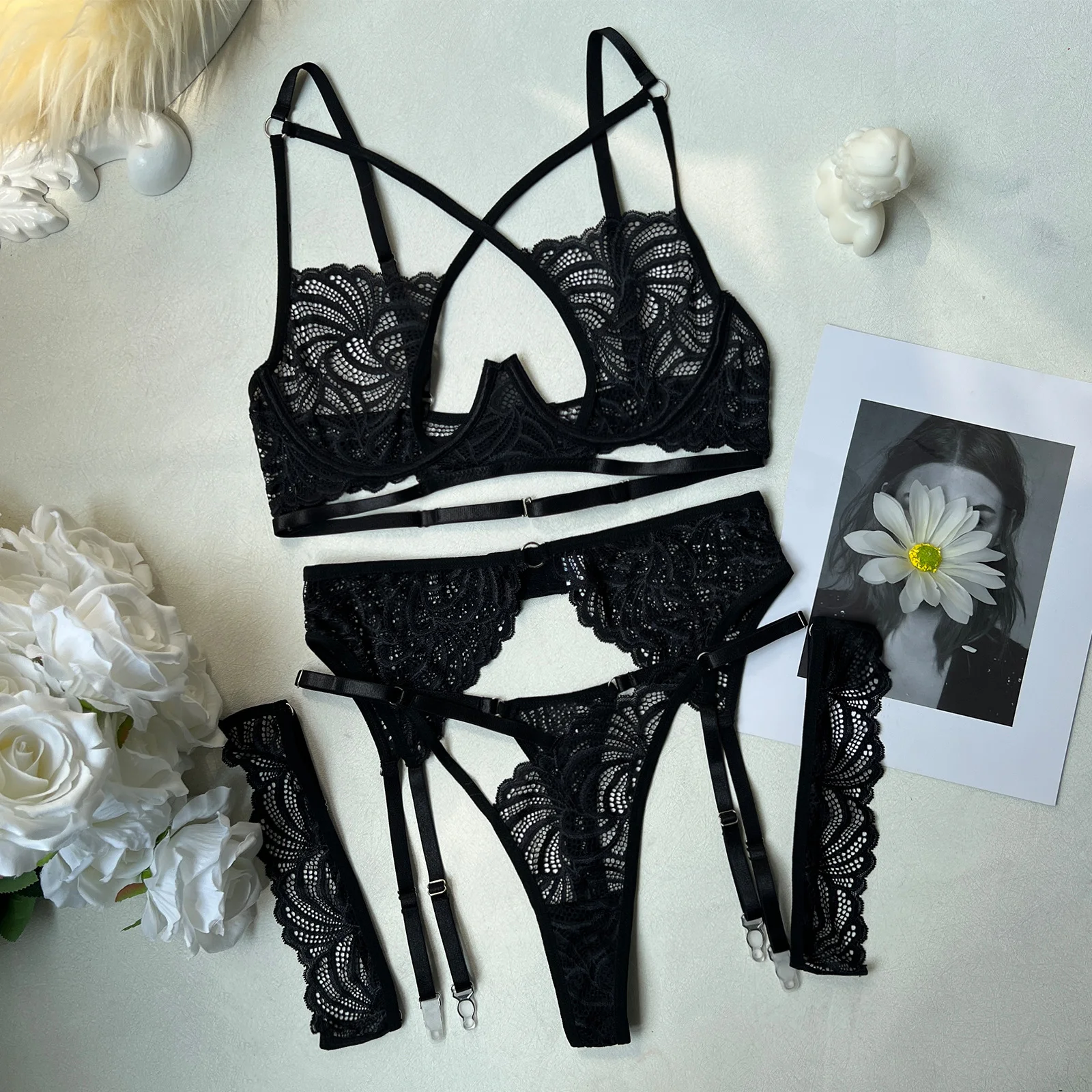 Lace Bralette Set 059 view 7