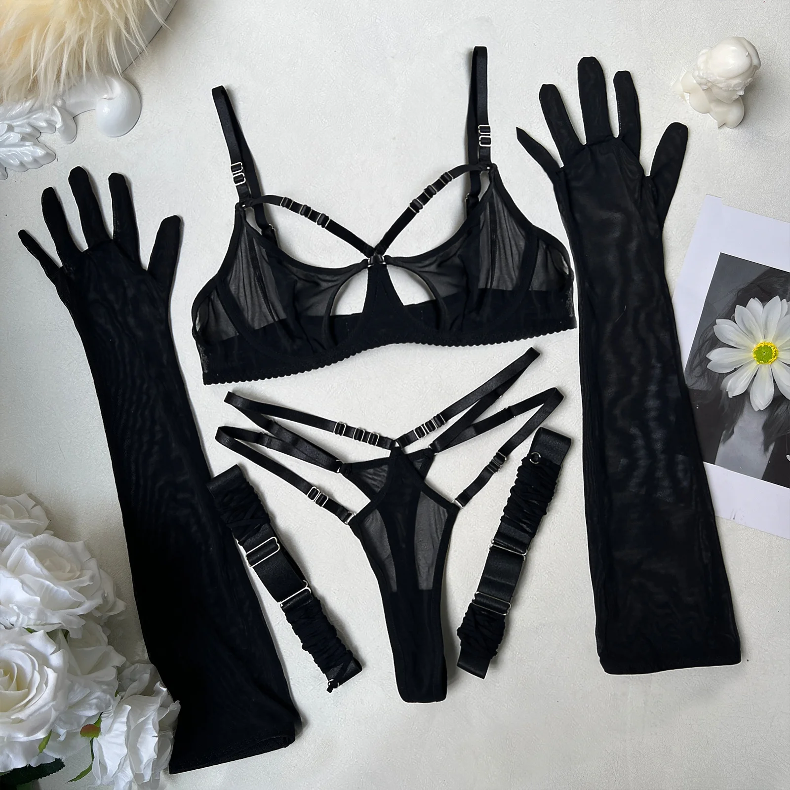 Mesh 4-Piece Bralette Set 058 view 6