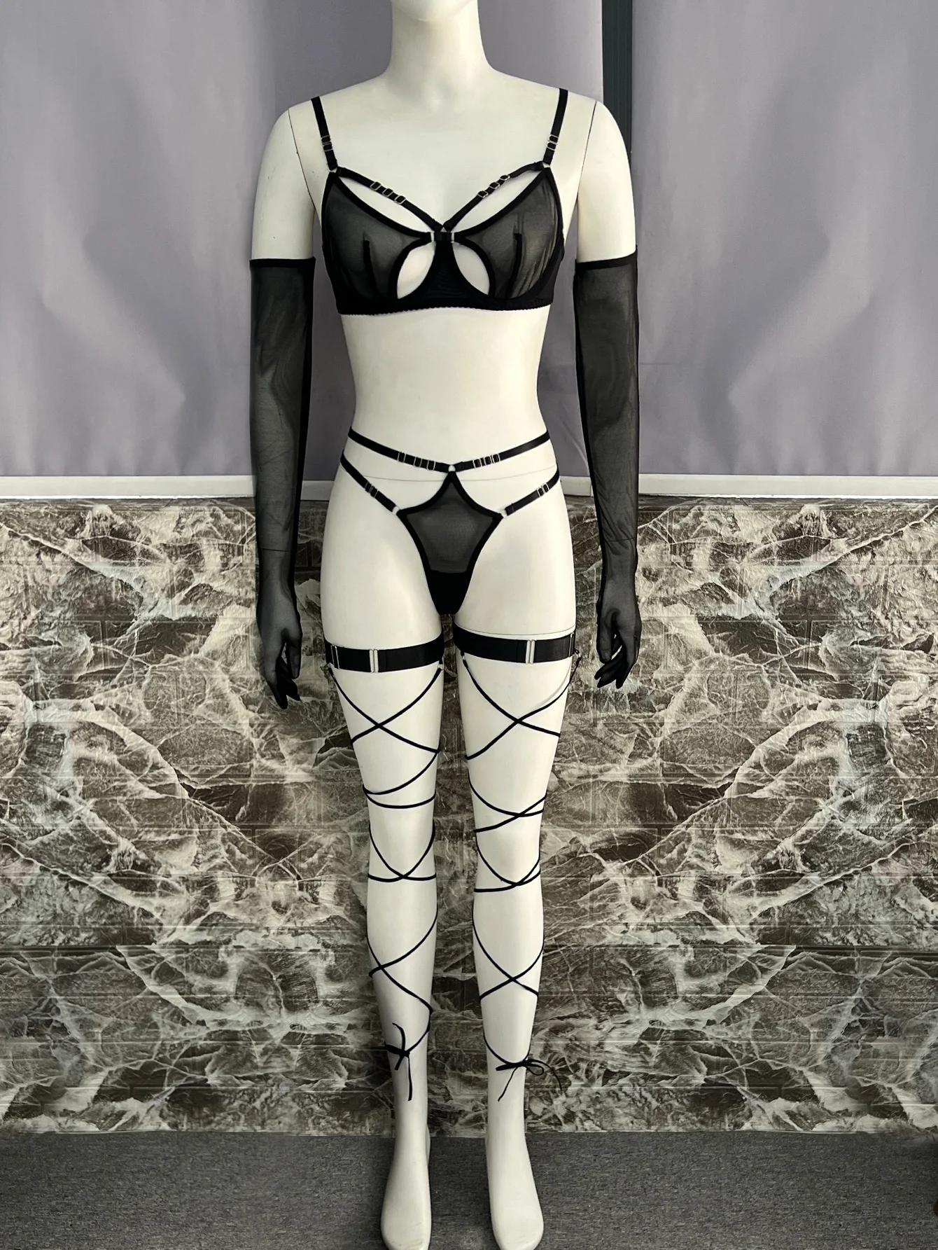 Mesh 4-Piece Bralette Set 058 view 7
