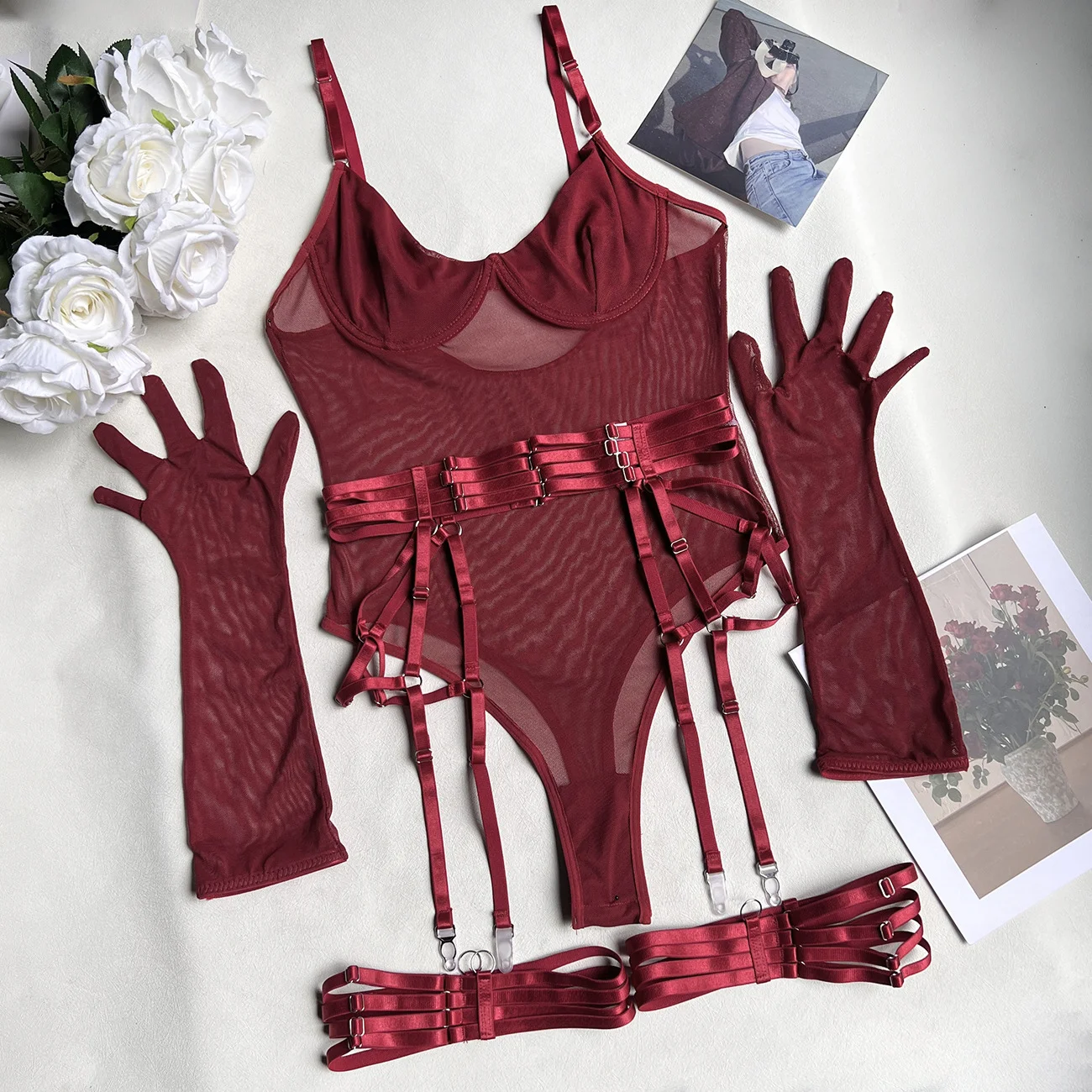 Mesh Belted Bodysuit 053 view 6