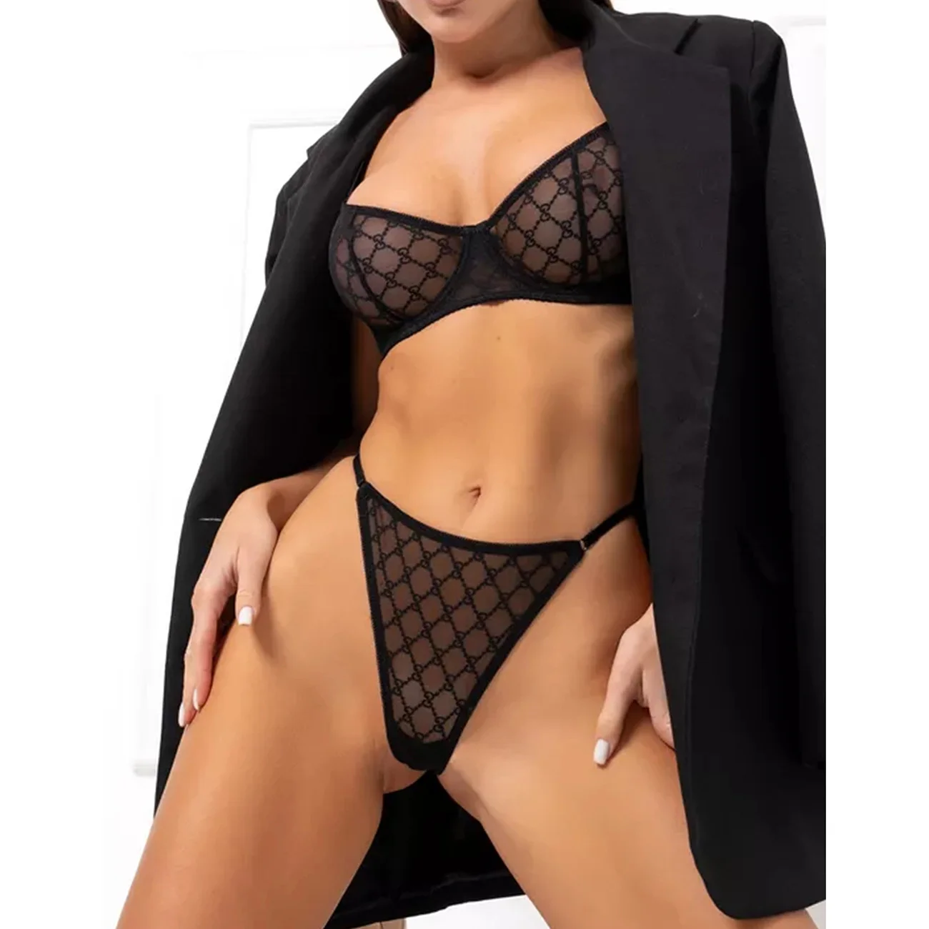 Mesh French-Inspired Bralette Set 071 view 2