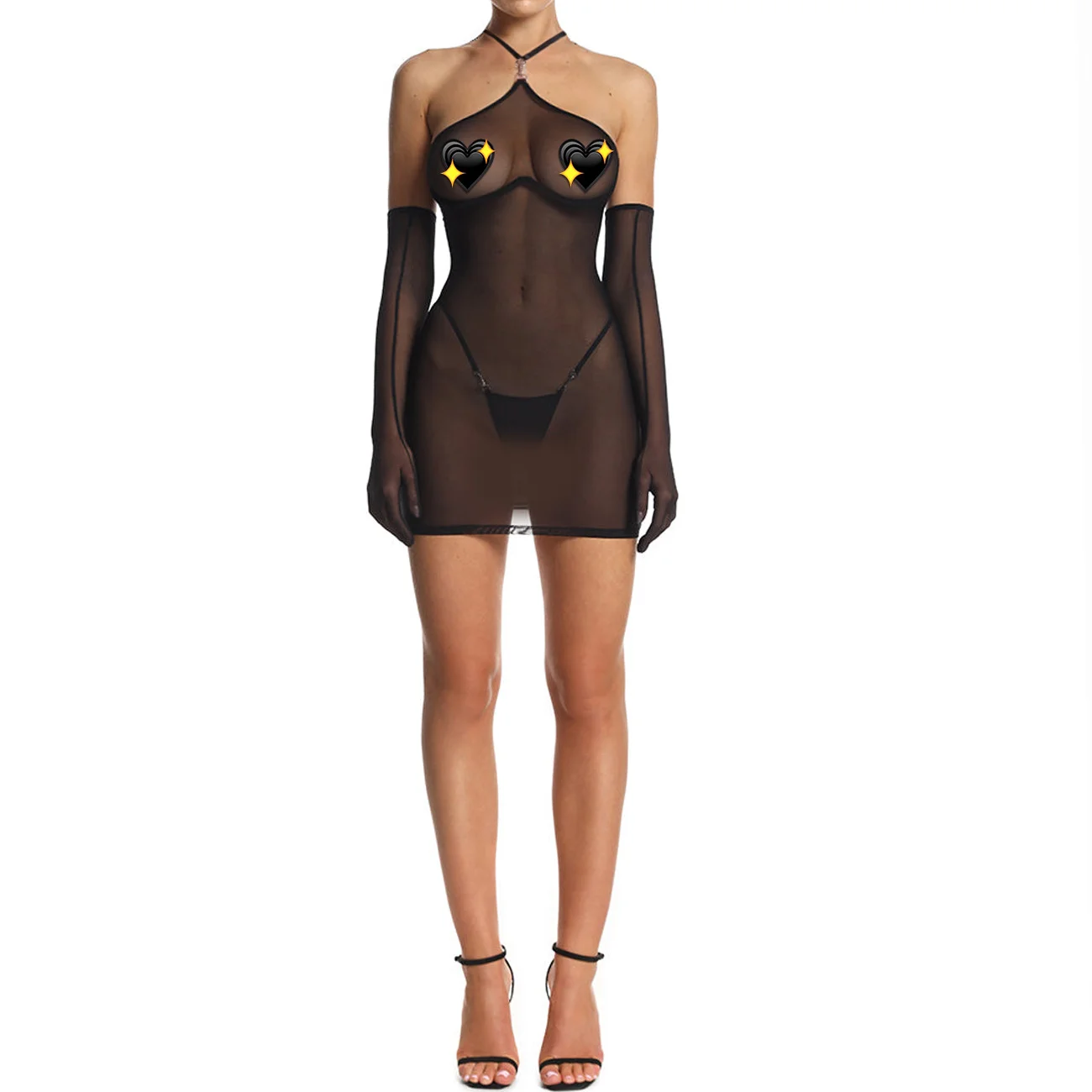 Mesh Halter 3-Piece Mini Dress 062 view 2