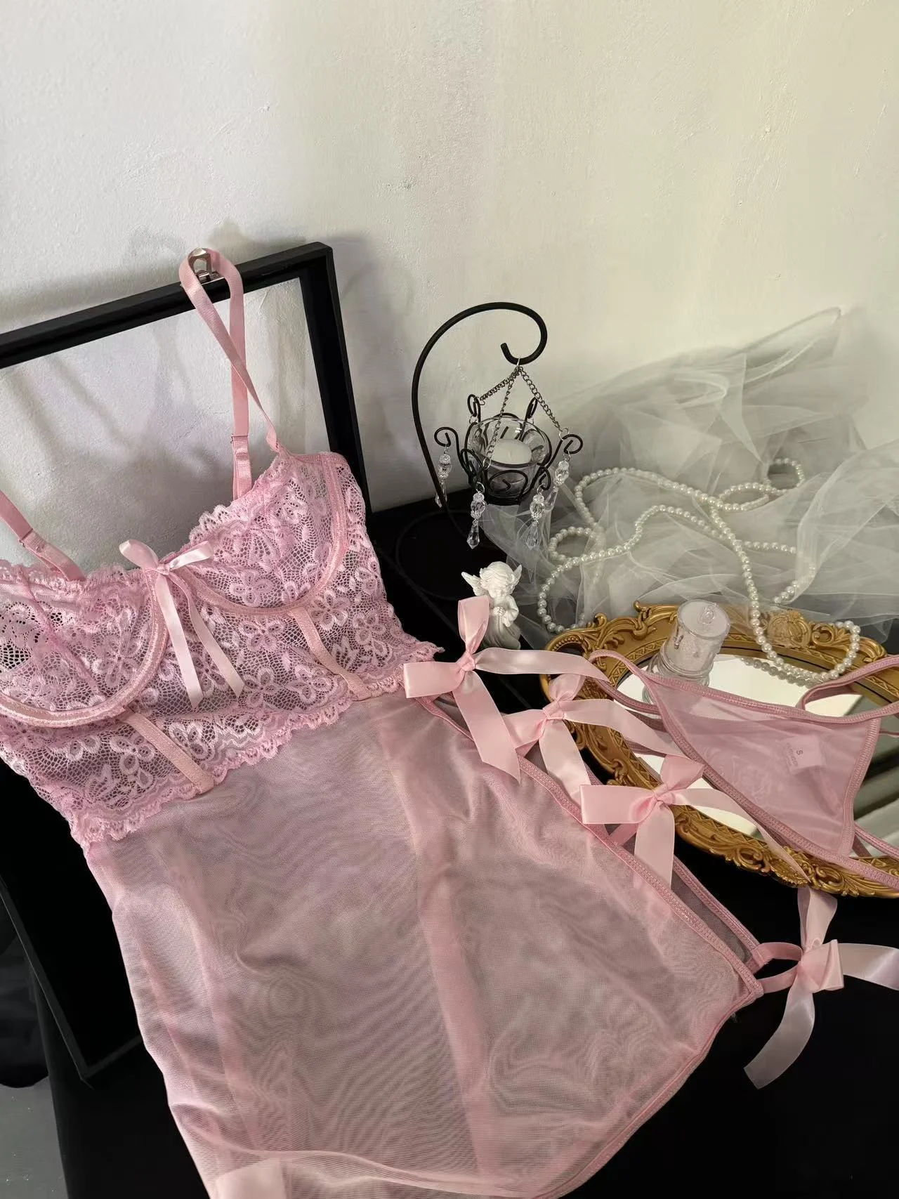 Lace Bow Sleepwear Set 006 view 5