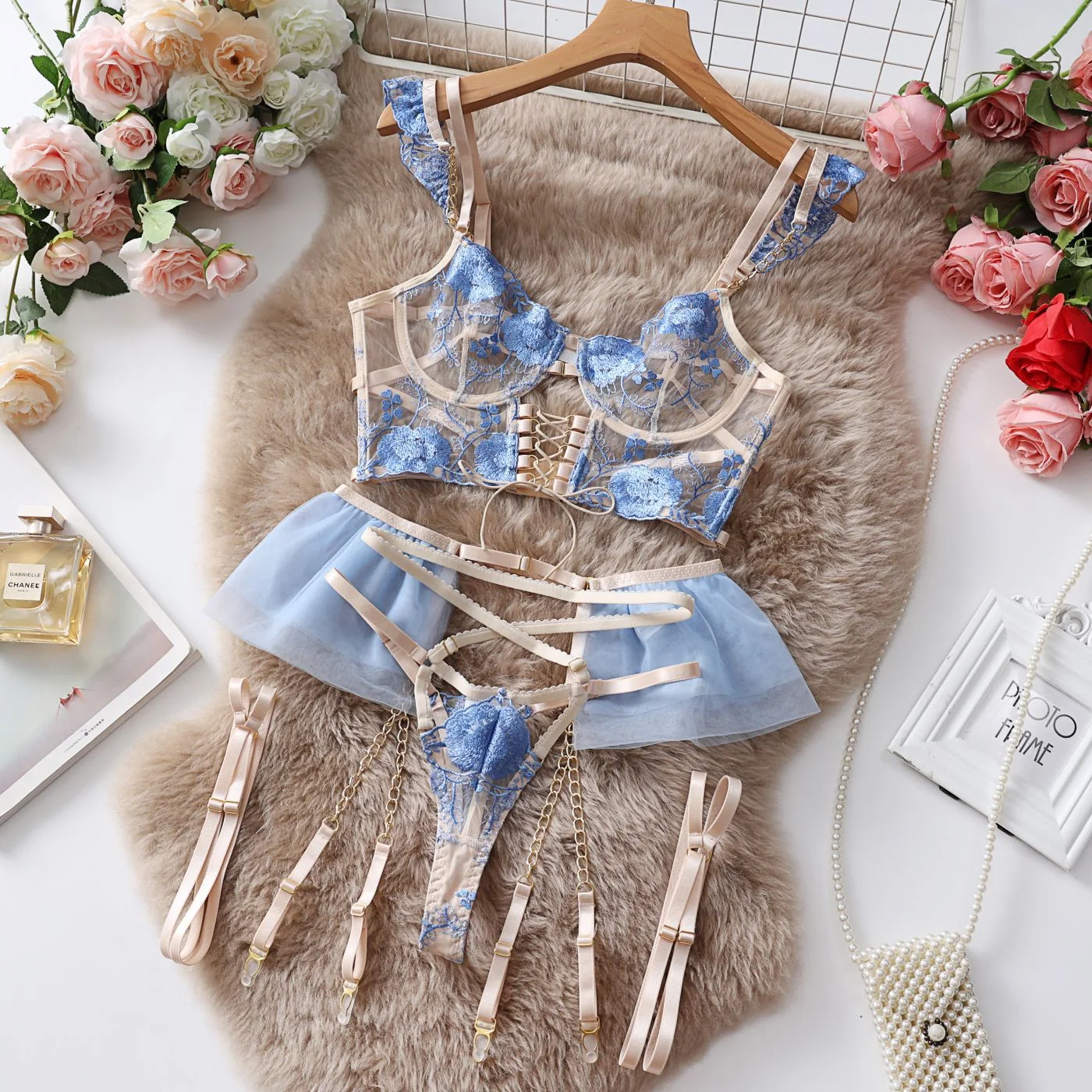 Embroidered Contour Bra Set 021 view 6
