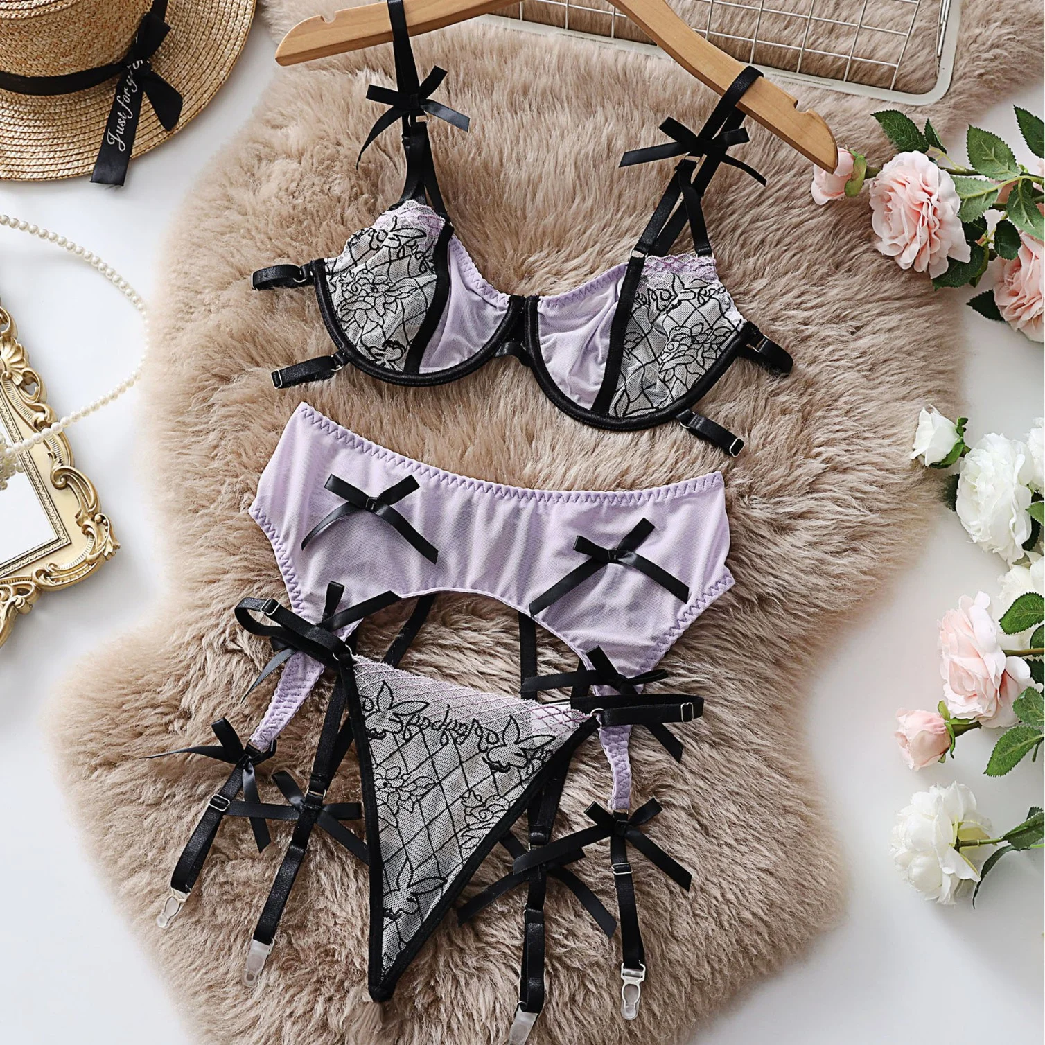 Embroidered Contour Bra Set 025 view 4