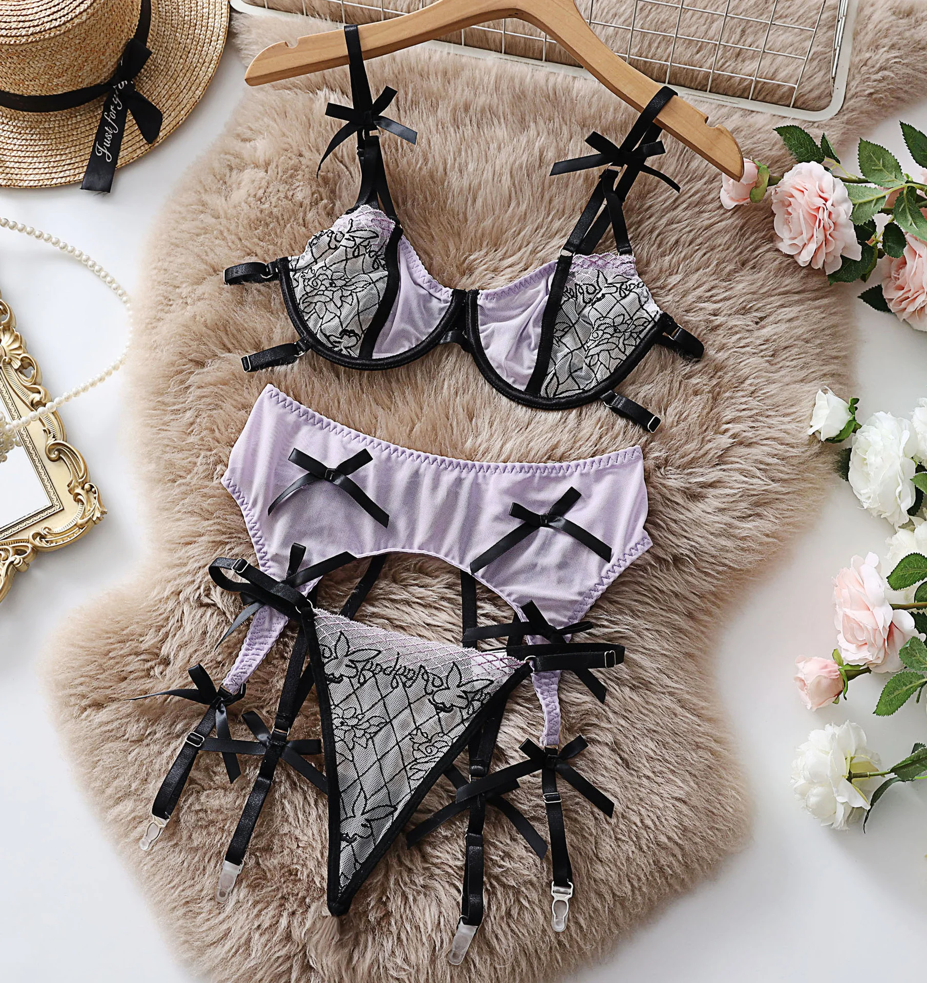 Embroidered Contour Bra Set 025 view 6
