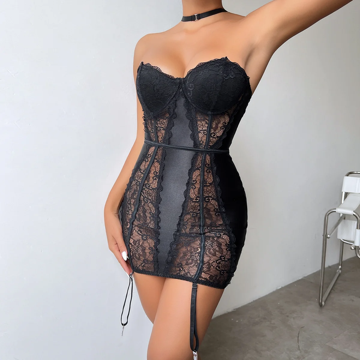 Lace Halter Bodysuit 028 view 2