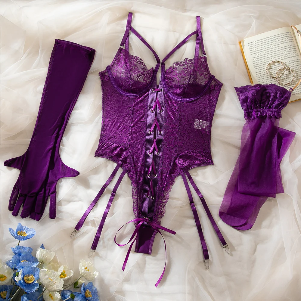 Lace Strappy Bodysuit 032 view 7