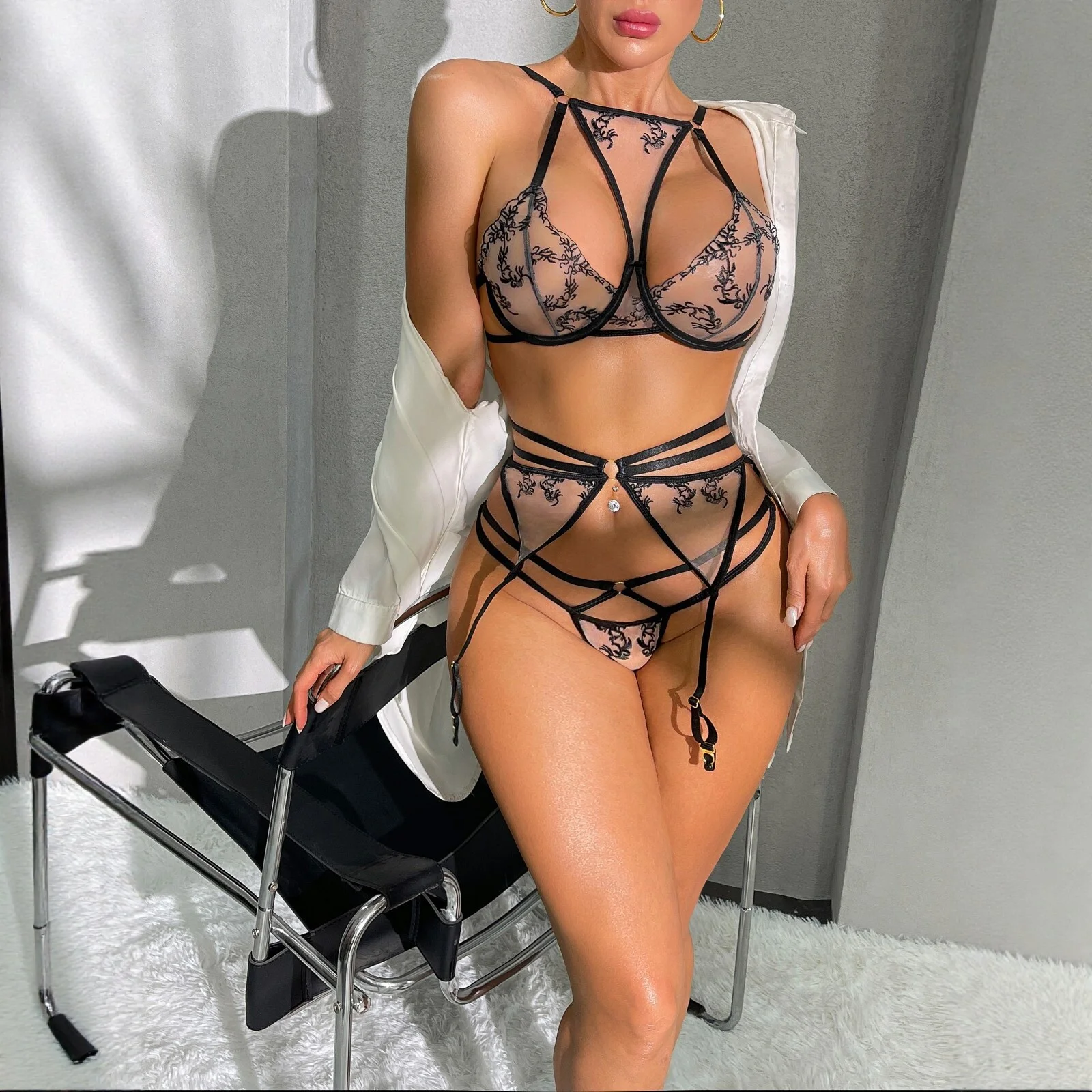 Lace Halter Bra Set 111 view 4