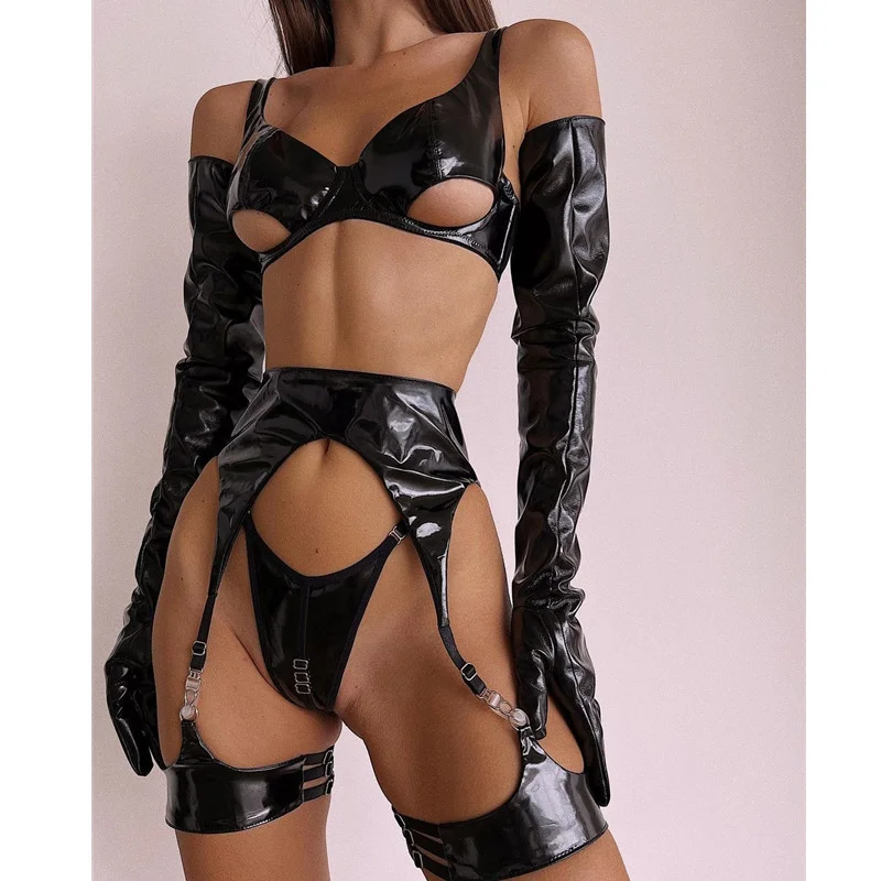 Leather-Look Lingerie Set 123